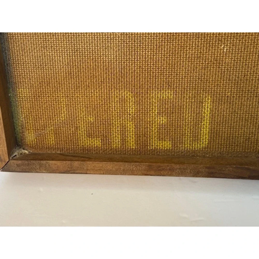 Vintage Mid Century Modern Mosaic Tile Wood Serving Tray Brass Handles Vered